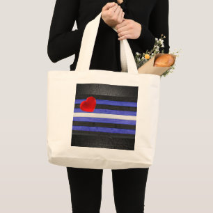 SlipperyJoe's leather pride flag black royal blue  Large Tote Bag