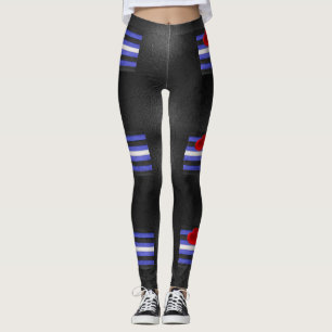 SlipperyJoe's leather pride flag black royal blue  Leggings