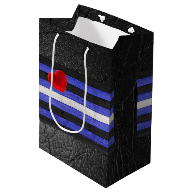 SlipperyJoe's leather pride flag black royal blue  Medium Gift Bag (Front Angled)