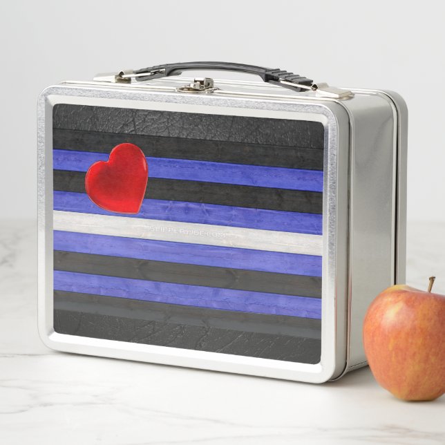 SlipperyJoe's leather pride flag black royal blue  Metal Lunch Box (In Situ)