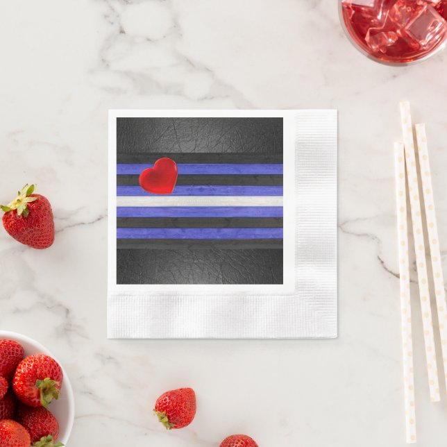 SlipperyJoe's leather pride flag black royal blue  Napkin (Insitu)