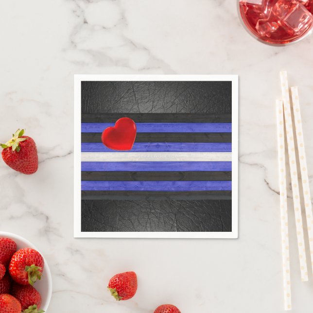 SlipperyJoe's leather pride flag black royal blue  Napkin (Insitu)