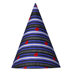 SlipperyJoe's leather pride flag black royal blue  Party Hat
