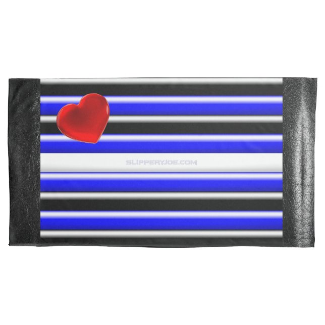 SlipperyJoe's leather pride flag black royal blue  Pillowcase (Front)