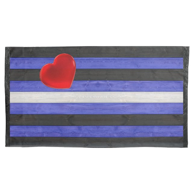 SlipperyJoe's leather pride flag black royal blue  Pillowcase (Front)