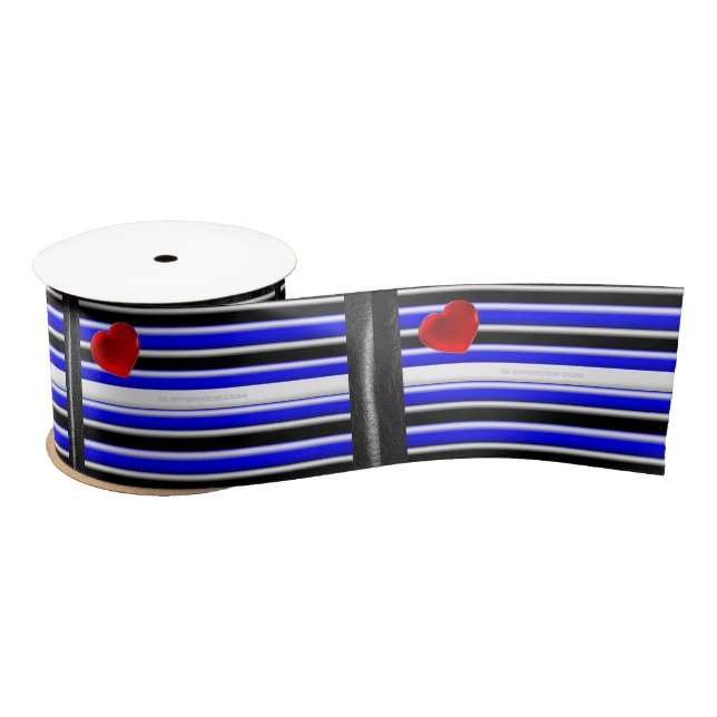 SlipperyJoe's leather pride flag black royal blue  Satin Ribbon (Spool)