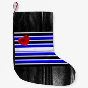SlipperyJoe's leather pride flag black royal blue  Small Christmas Stocking