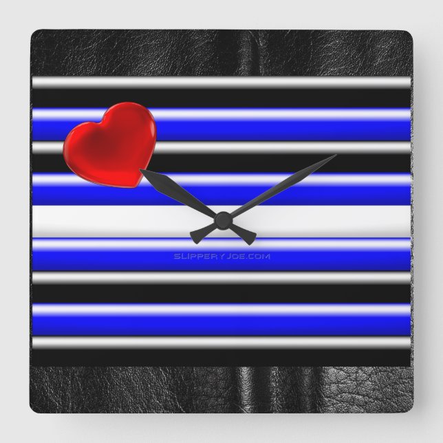 SlipperyJoe's leather pride flag black royal blue  Square Wall Clock (Front)