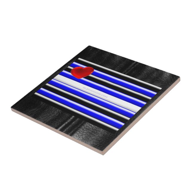 SlipperyJoe's leather pride flag black royal blue  Tile (Side)