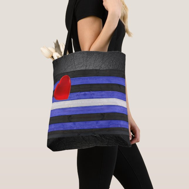 SlipperyJoe's leather pride flag black royal blue  Tote Bag (Close Up)
