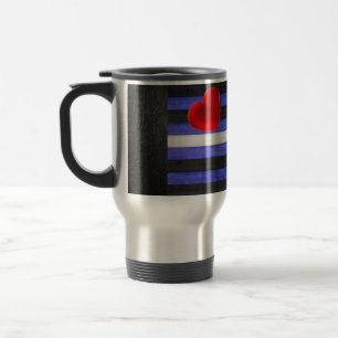 SlipperyJoe's leather pride flag black royal blue  Travel Mug