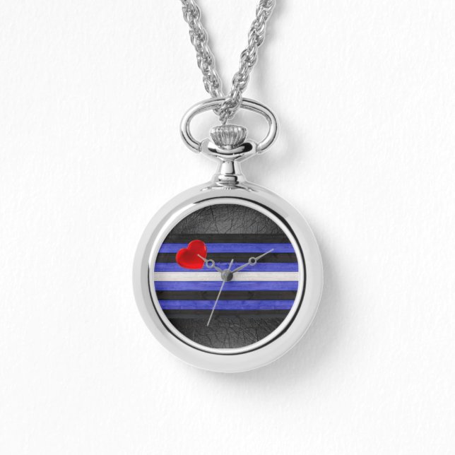 SlipperyJoe's leather pride flag black royal blue  Watch (Front)