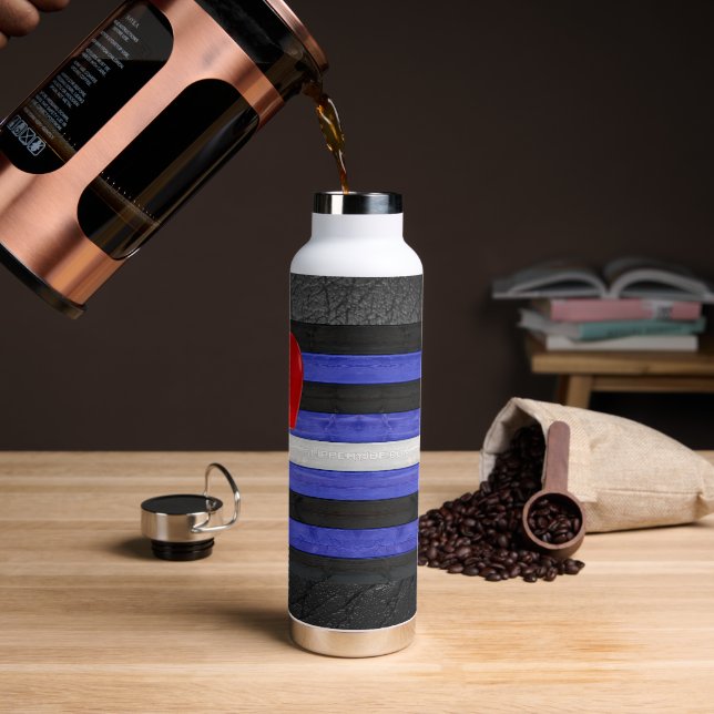 SlipperyJoe's leather pride flag black royal blue  Water Bottle (Coffee)