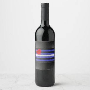 SlipperyJoe's leather pride flag black royal blue Wine Label