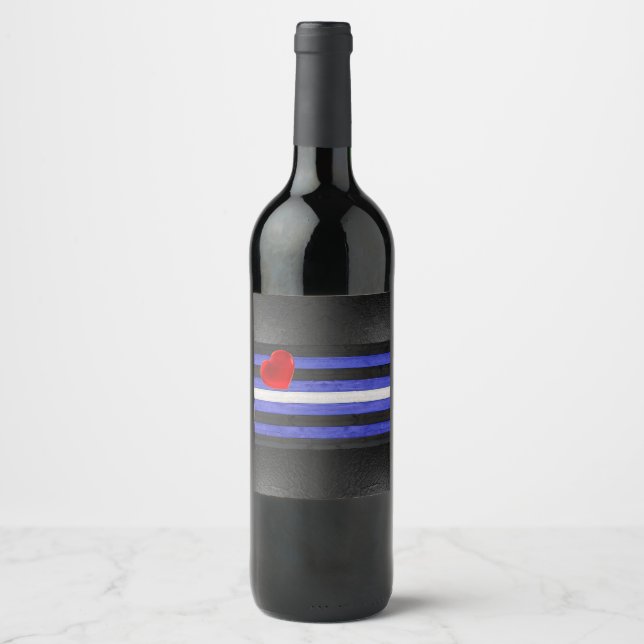 SlipperyJoe's leather pride flag black royal blue  Wine Label (Front)