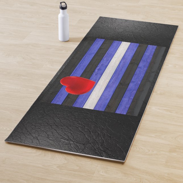 SlipperyJoe's leather pride flag black royal blue  Yoga Mat (In Situ)