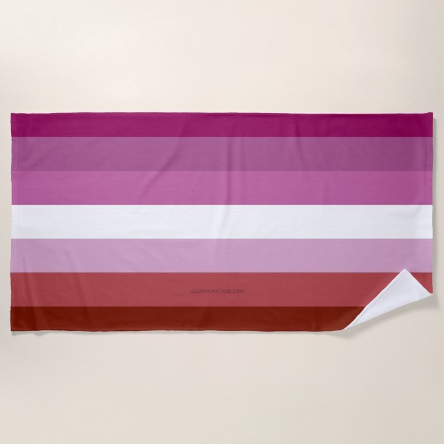 SlipperyJoe's lesbian pride flag feminine communit Beach Towel (Front)