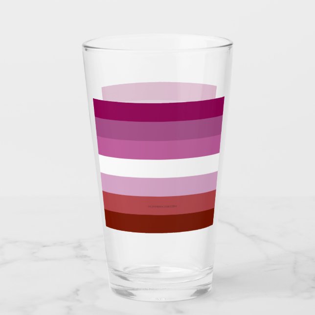 SlipperyJoe's lesbian pride flag feminine communit Glass (Front)