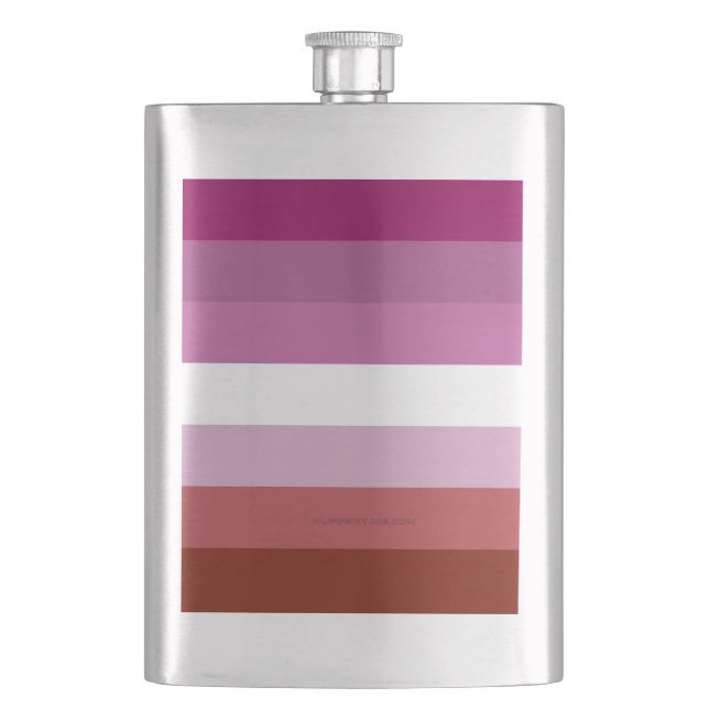 SlipperyJoe's lesbian pride flag feminine communit Hip Flask (Front)