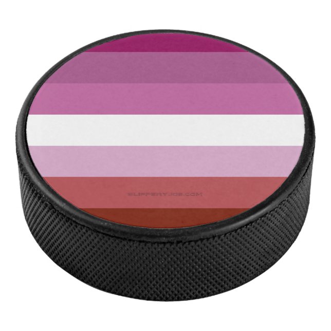SlipperyJoe's lesbian pride flag feminine communit Hockey Puck (3/4)