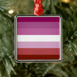 SlipperyJoe's lesbian pride flag feminine communit Metal Tree Decoration
