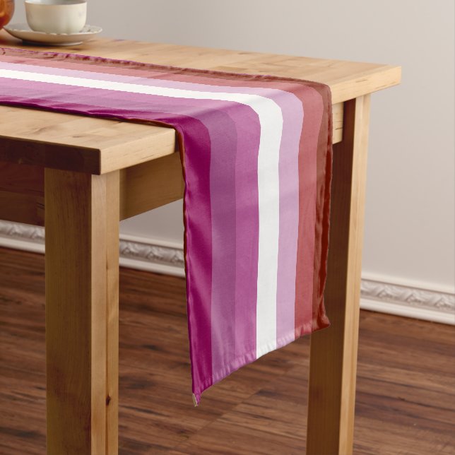 SlipperyJoe's lesbian pride flag feminine communit Short Table Runner (In Situ)