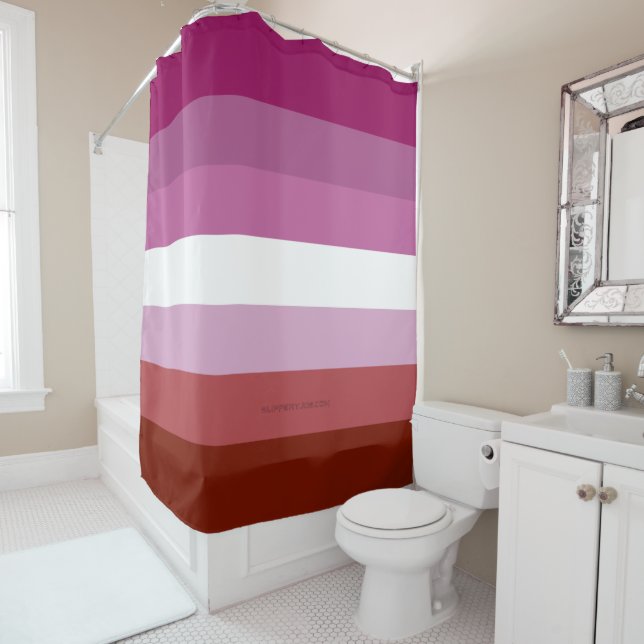 SlipperyJoe's lesbian pride flag feminine communit Shower Curtain (In Situ)