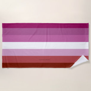 SlipperyJoe's Lesbian Pride flag feminine Lipstick Beach Towel