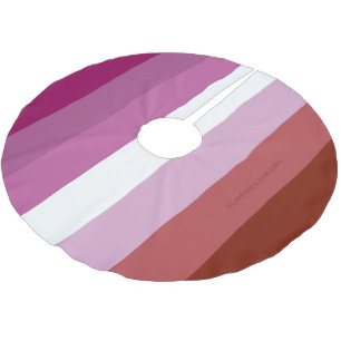 SlipperyJoe's Lesbian Pride flag feminine Lipstick Brushed Polyester Tree Skirt
