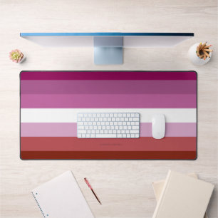 SlipperyJoe's Lesbian Pride flag feminine Lipstick Desk Mat