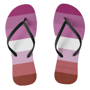 SlipperyJoe's Lesbian Pride flag feminine Lipstick Flip Flops