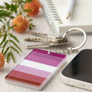 SlipperyJoe's Lesbian Pride flag feminine Lipstick Key Ring