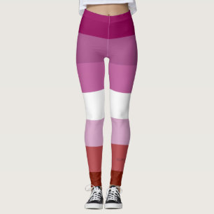 SlipperyJoe's Lesbian Pride flag feminine Lipstick Leggings