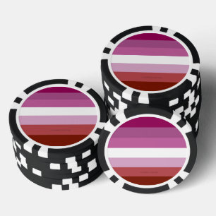 SlipperyJoe's Lesbian Pride flag feminine Lipstick Poker Chips