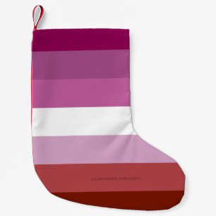 SlipperyJoe's Lesbian Pride flag feminine Lipstick Small Christmas Stocking