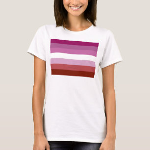 SlipperyJoe's Lesbian Pride flag feminine Lipstick T-Shirt
