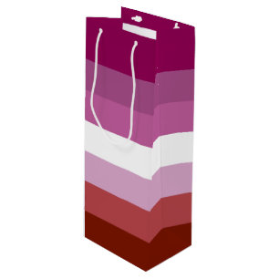SlipperyJoe's Lesbian Pride flag feminine Lipstick Wine Gift Bag