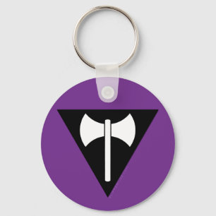 SlipperyJoe's Lesbian Pride flag Labrys ax triangl Key Ring
