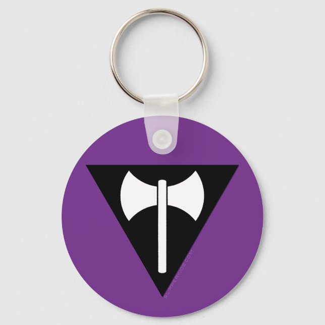 SlipperyJoe's Lesbian Pride flag Labrys ax triangl Key Ring (Front)