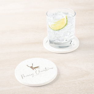 SlipperyJoe's line art silhouette reindeer minimal Coaster