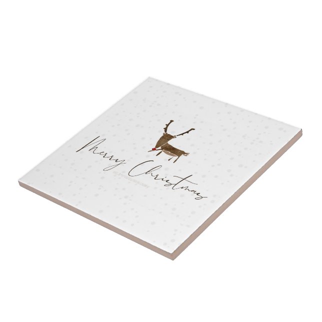 SlipperyJoe's line art silhouette reindeer minimal Tile (Side)