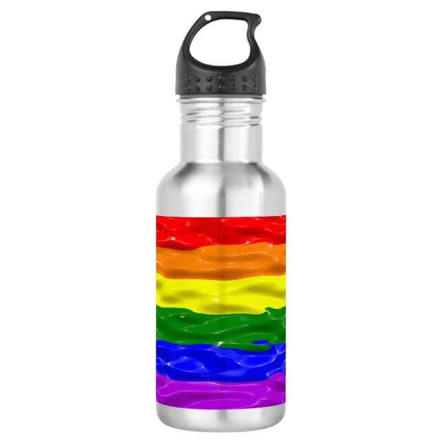 SlipperyJoe's liquid gloss pride flag red orange y 532 Ml Water Bottle (Front)