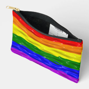 SlipperyJoe's liquid gloss pride flag red orange y Accessory Pouch