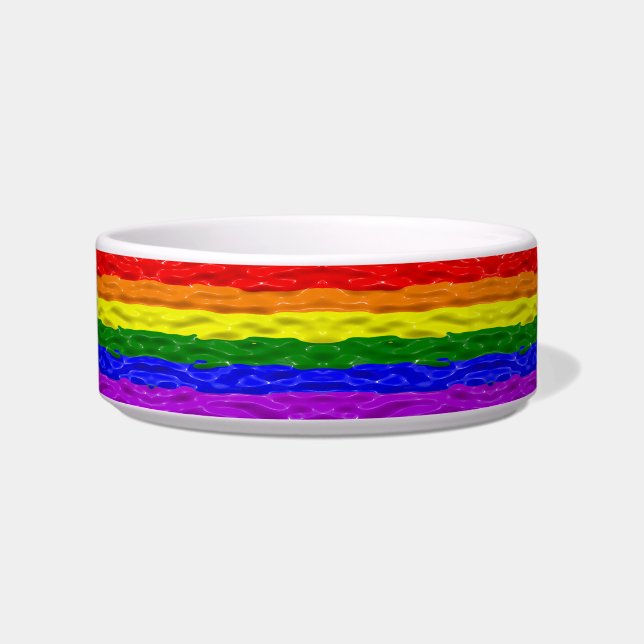 SlipperyJoe's liquid gloss pride flag red orange y Bowl (Front)