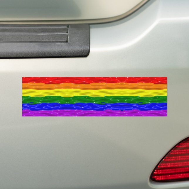 SlipperyJoe's liquid gloss pride flag red orange y Bumper Sticker (On Car)