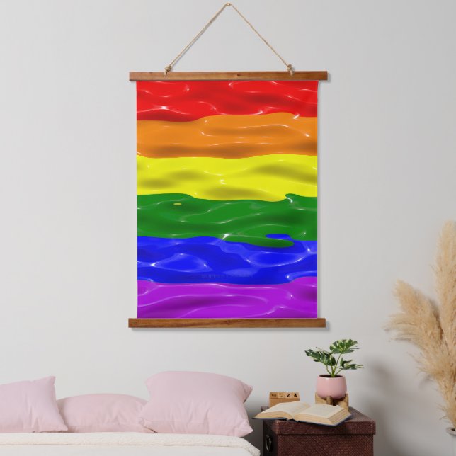 SlipperyJoe's liquid gloss pride flag red orange y Hanging Tapestry (Bedroom)