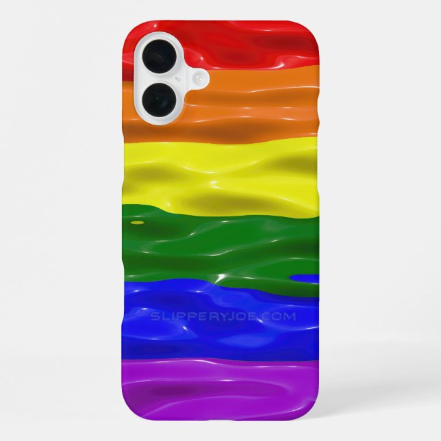 SlipperyJoe's liquid gloss pride flag red orange y iPhone Case (Back)