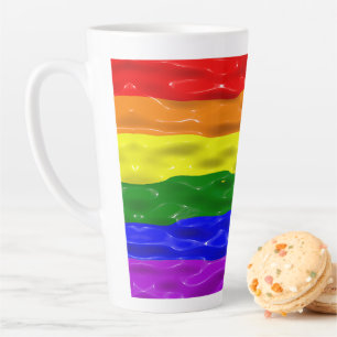 SlipperyJoe's liquid gloss pride flag red orange y Latte Mug