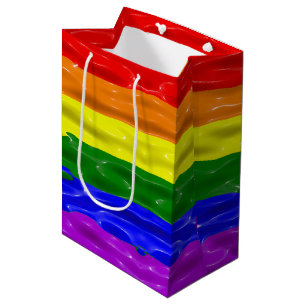 SlipperyJoe's liquid gloss pride flag red orange y Medium Gift Bag