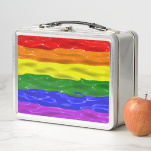 SlipperyJoe's liquid gloss pride flag red orange y Metal Lunch Box